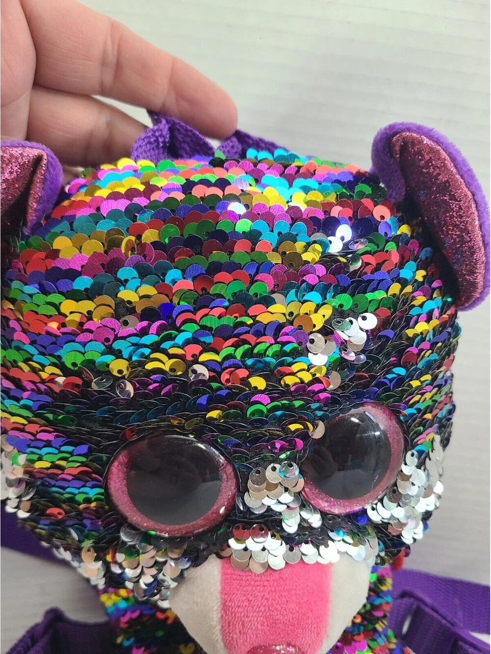 Dotty The Leopard Ty Fashion Flippy Reversible Sequin Kids Backpack GUC
